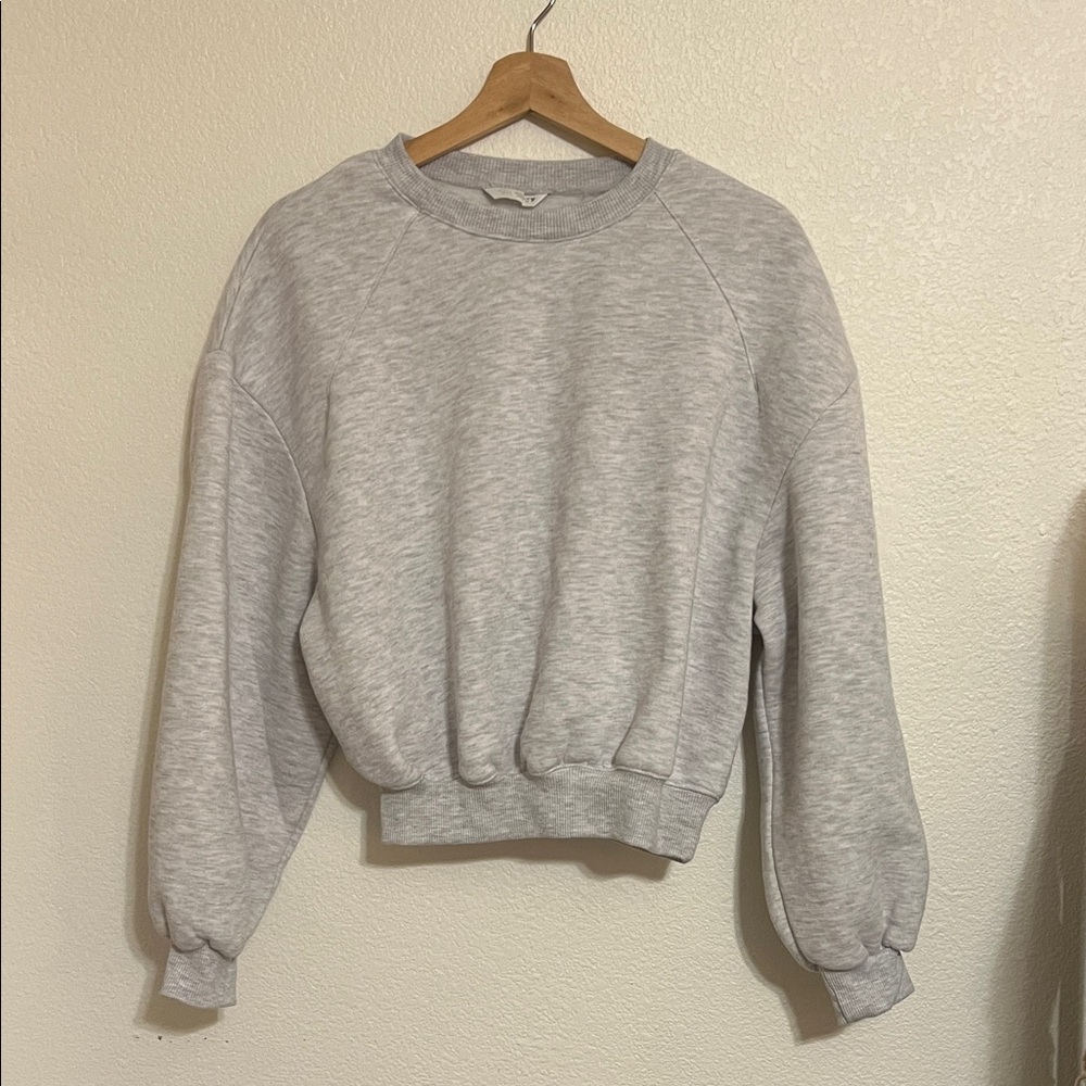 Zara Light Gray Ribbed Sweatshirt